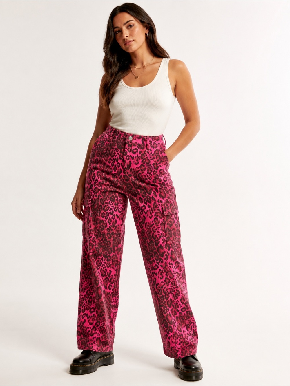 Day + Moon Pink Leopard Print Cargo Pants Women’s Small High Rise Cotton
